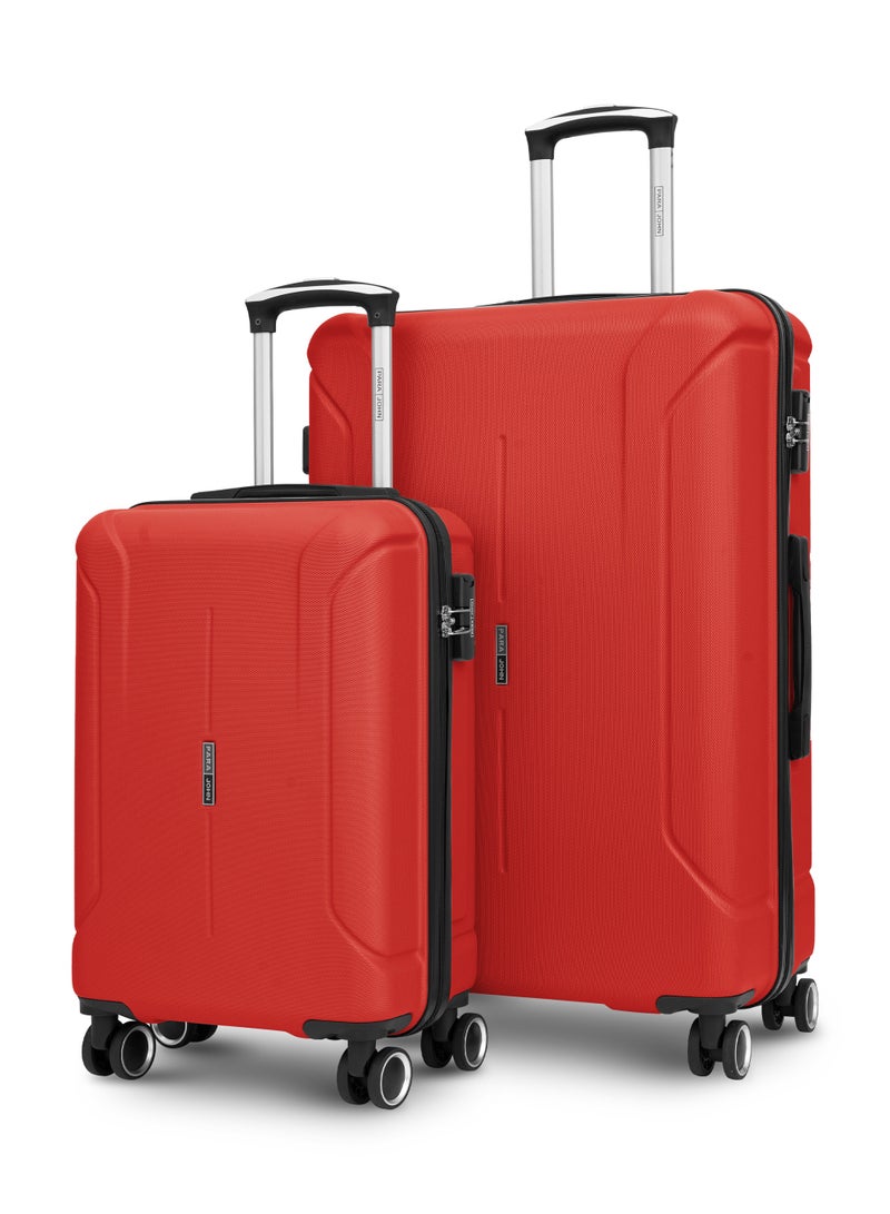 PARAJOHN Series Set of 2 Luggage | Lightweight Small 10KG & Large 30KG ABS 4 Wheels Trolley Hardsided Travel Suitcase -Red - Image 1