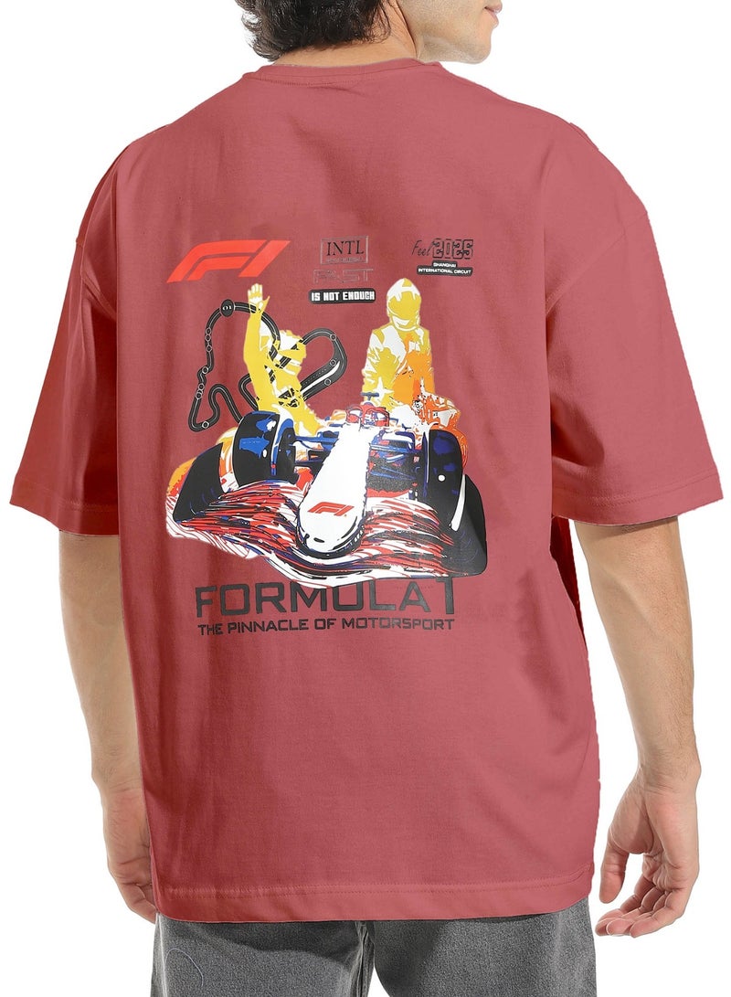 LK Formula 1 Oversize Cotton T-shirt Burgundy - Image 1