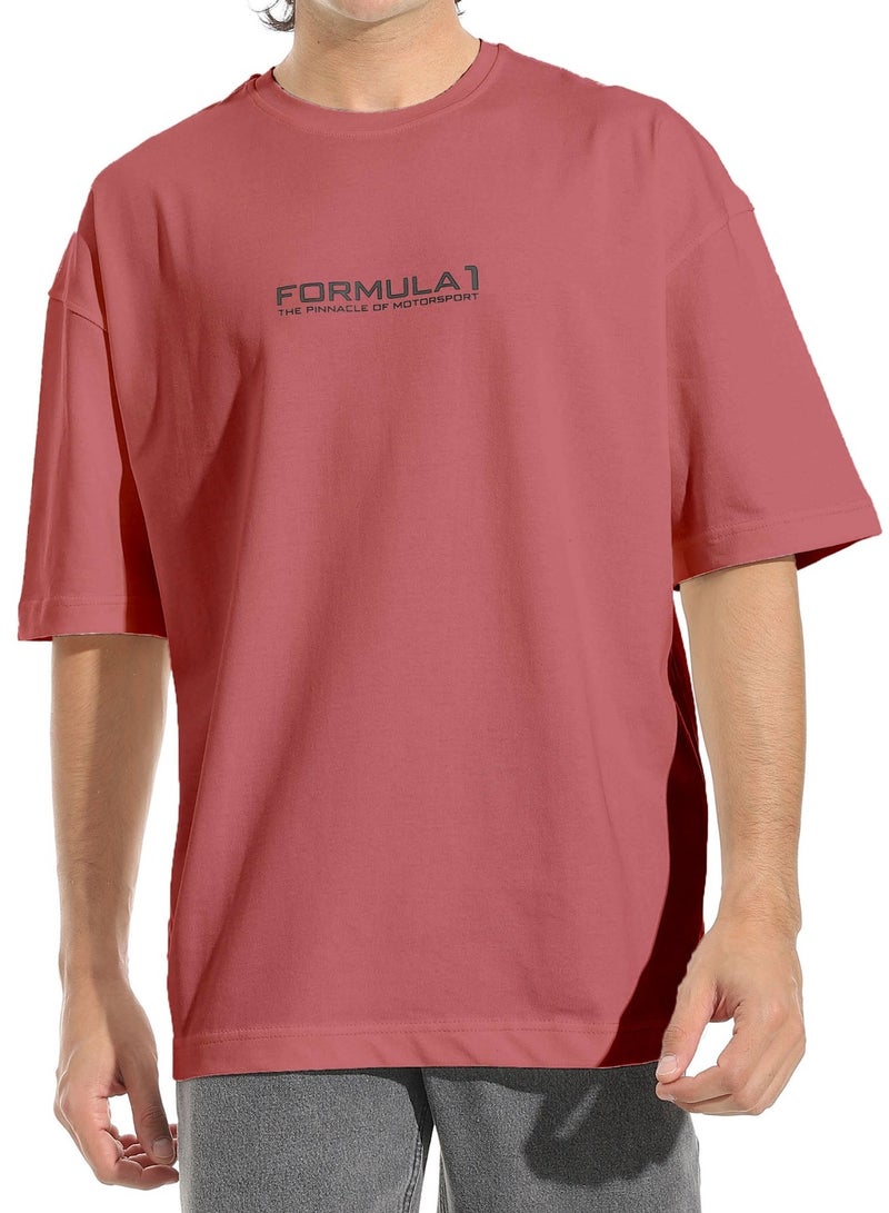 LK Formula 1 Oversize Cotton T-shirt Burgundy - Image 2