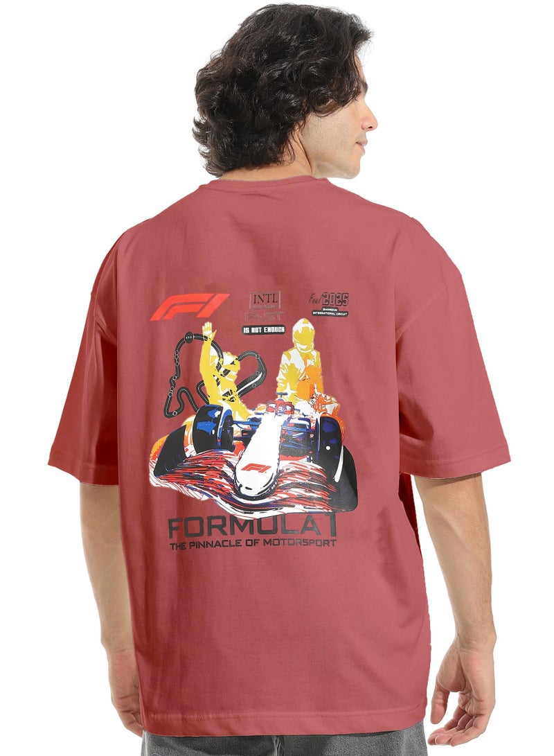 LK Formula 1 Oversize Cotton T-shirt Burgundy - Image 3