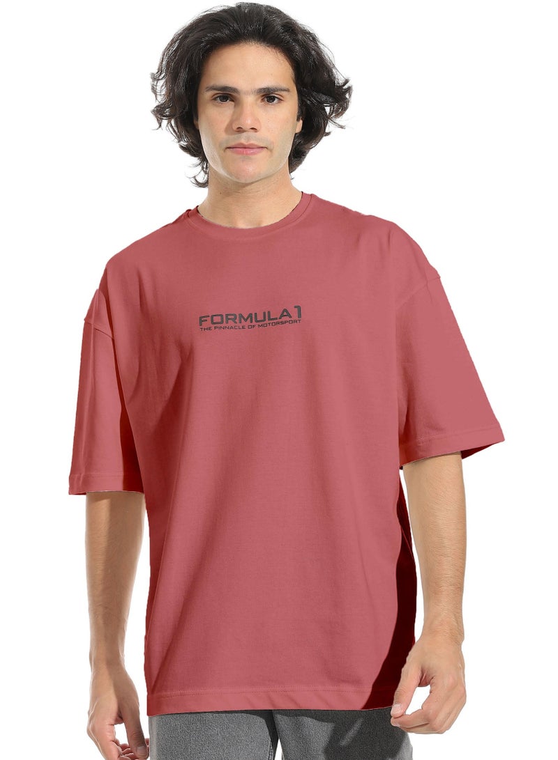 LK Formula 1 Oversize Cotton T-shirt Burgundy - Image 4