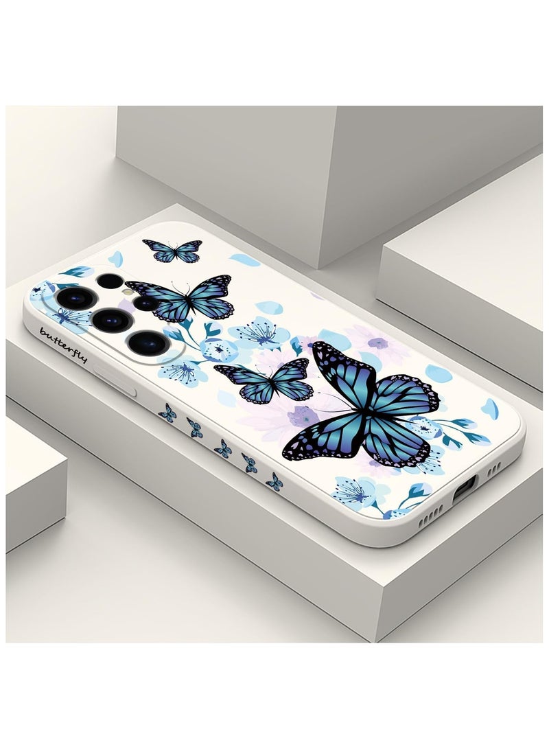 for Galaxy S24 Ultra Case, Flower Butterfly Cute Cat Ideas Design Pattern, Slim Stylish Drop Proof Protective for Samsung Galaxy S24 Ultra Phone Cover 6.8"-Aurora Butterfly White - Image 2