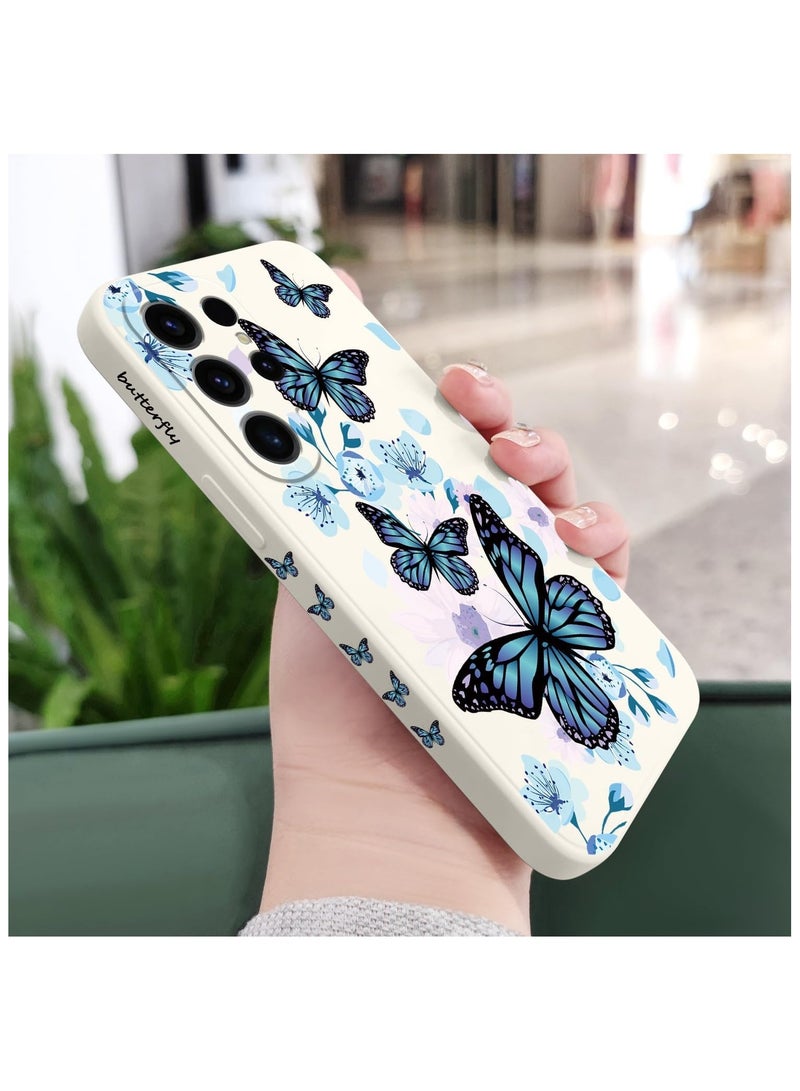 for Galaxy S24 Ultra Case, Flower Butterfly Cute Cat Ideas Design Pattern, Slim Stylish Drop Proof Protective for Samsung Galaxy S24 Ultra Phone Cover 6.8"-Aurora Butterfly White - Image 3