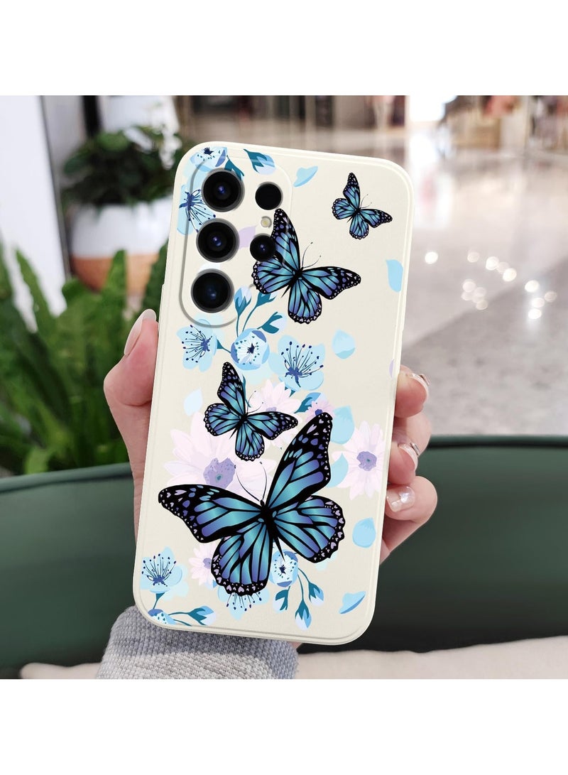 for Galaxy S24 Ultra Case, Flower Butterfly Cute Cat Ideas Design Pattern, Slim Stylish Drop Proof Protective for Samsung Galaxy S24 Ultra Phone Cover 6.8"-Aurora Butterfly White - Image 4