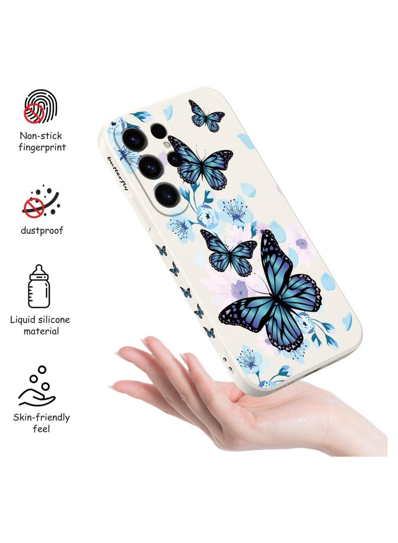 for Galaxy S24 Ultra Case, Flower Butterfly Cute Cat Ideas Design Pattern, Slim Stylish Drop Proof Protective for Samsung Galaxy S24 Ultra Phone Cover 6.8"-Aurora Butterfly White - Image 5