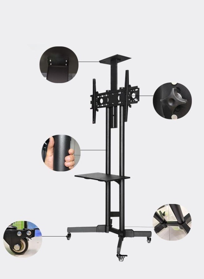 Adjustable Mobile TV Stand with Shelf – Fits 32" to 60" Screens  - Image 4