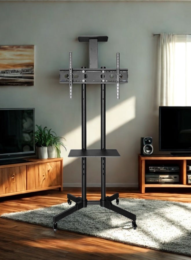 Adjustable Mobile TV Stand with Shelf – Fits 32" to 60" Screens  - Image 1