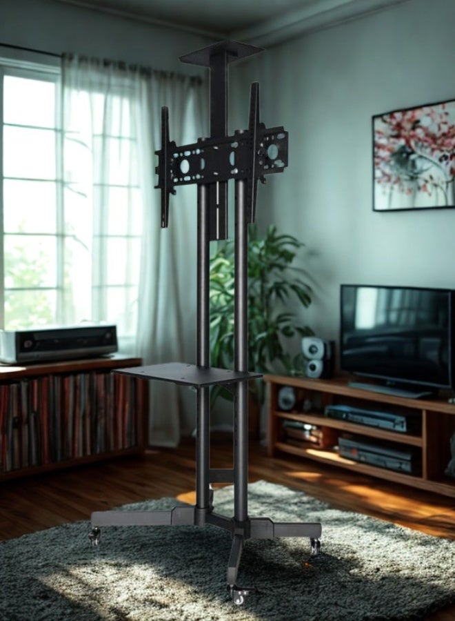 Adjustable Mobile TV Stand with Shelf – Fits 32" to 60" Screens  - Image 2