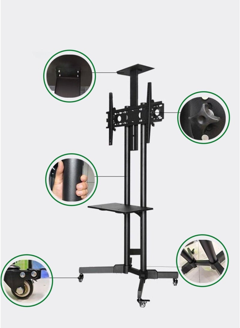 Adjustable Mobile TV Stand with Shelf – Fits 32" to 60" Screens - Image 2