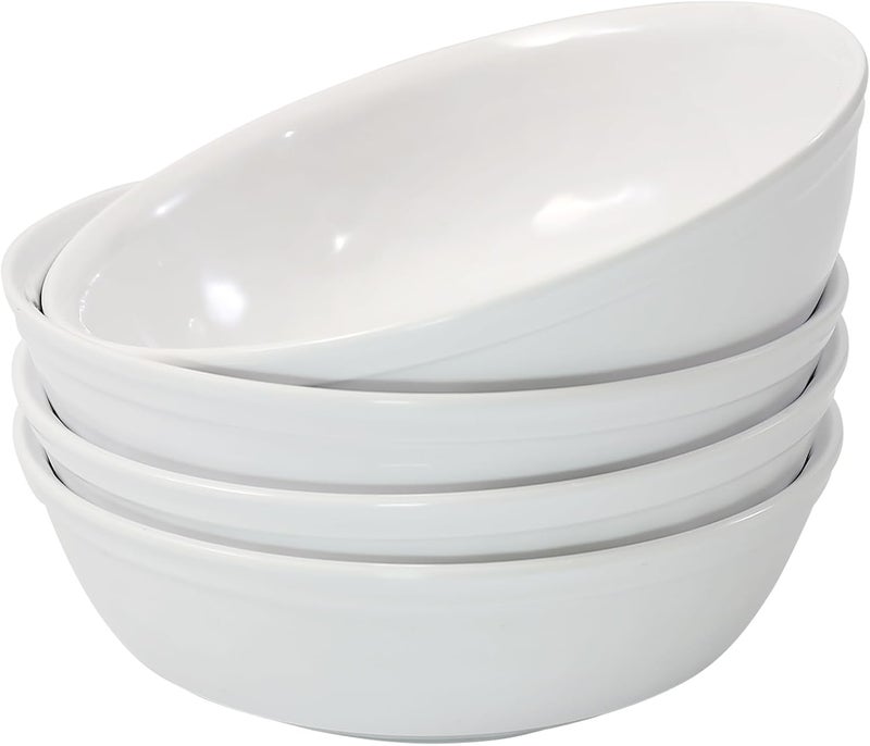 TP 4Pc 7 Meal Bowls Set Service for 4 28 Ounce Melamine Large Pasta Bowls Durable Serving Bowls Compact Stack Bowl Set White - Image 1