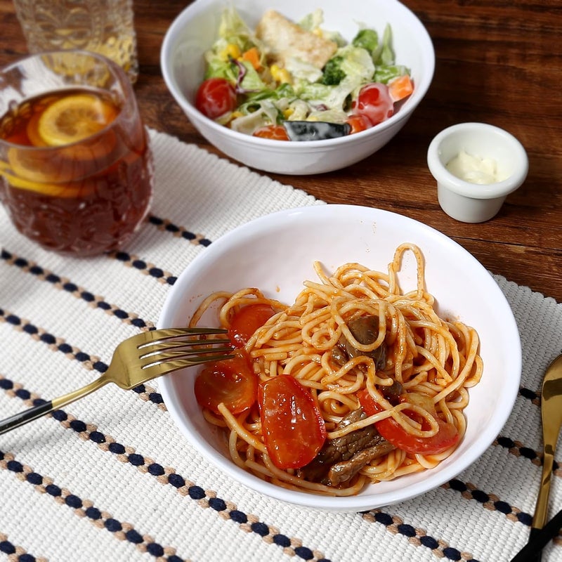 TP 4Pc 7 Meal Bowls Set Service for 4 28 Ounce Melamine Large Pasta Bowls Durable Serving Bowls Compact Stack Bowl Set White - Image 3