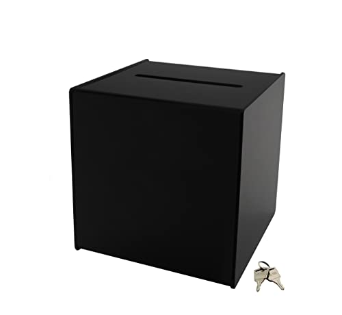 AZM Displays Black Donation Box Tip Jar Acrylic Ballot Suggestion W/Lock 6" Cube AZM - Image 3