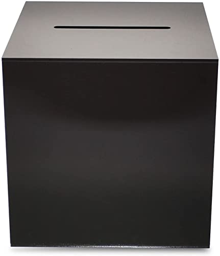 AZM Displays Black Donation Box Tip Jar Acrylic Ballot Suggestion W/Lock 6" Cube AZM - Image 2