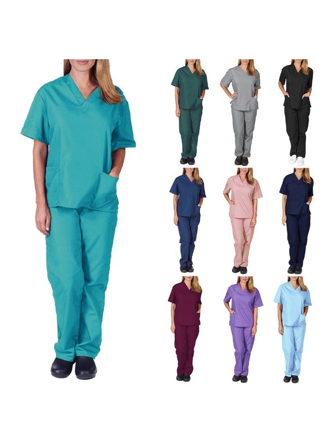 Loquat Womens Medical Scrubs Set Medical Uniform Set Wine Red - Image 3