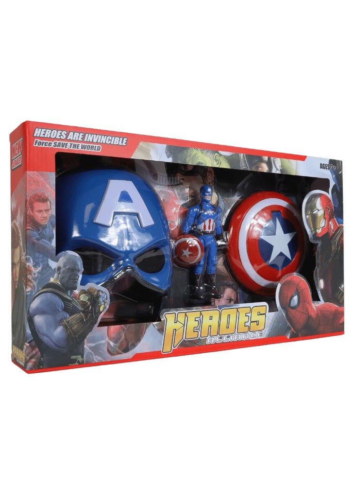هيروز لعبة شخصية كابتن اميركا مع قناع والدرع ( شخصيات هيرو) مميزة - Image 3