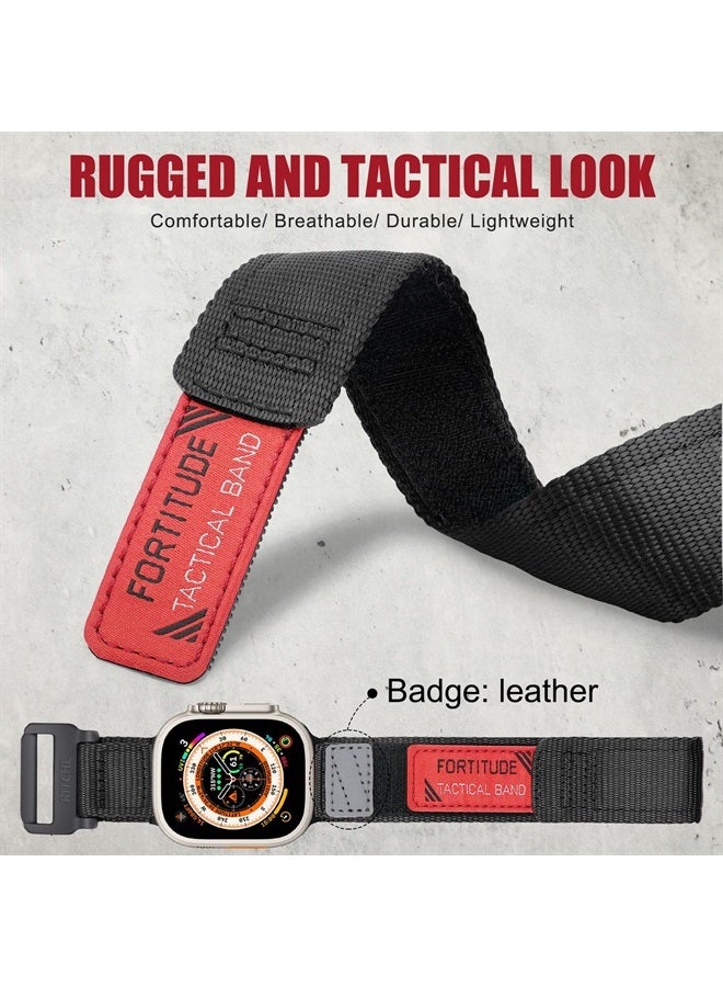 حزام ساعة آبل نايلون متين متوافق مع حزام آبل الترا 49 مم، ساعة آبل 38 مم 40 مم 41 مم، حزام تكتيكي قابل للتعديل للرجال لساعة آبل لسلسلة 8/7/6/5/4/3/2/1 SE أسود