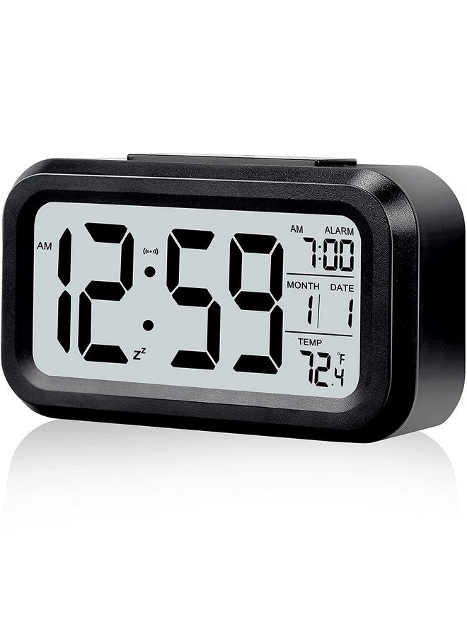 KADIO Digital Alarm Clock Table Clock for Students, Home, Office, Corporate with Automatic Sensor, Date & Temperature-Black,Plastic, 14W x 8H - Image 1