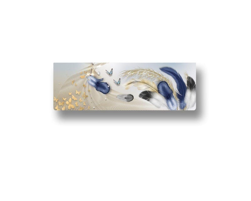 Ameedarshan Rainbow Butterflies And Bird Feather Printed Air Conditioning Dust Cover Folding Designer Ac Cover for Indoor Split Ac (97 x 31 x 21), Polyester - Image 1