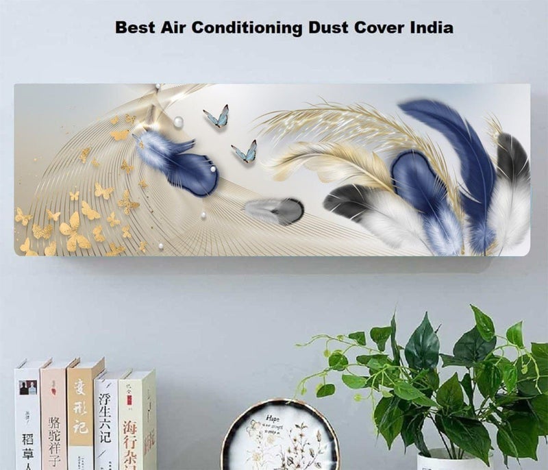 Ameedarshan Rainbow Butterflies And Bird Feather Printed Air Conditioning Dust Cover Folding Designer Ac Cover for Indoor Split Ac (97 x 31 x 21), Polyester - Image 3