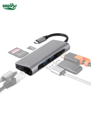 TY-02  7 in 1 USB-C / Type-C Multi-port HUB Adapter with HDMI Output, TF Card / SD Card Reader, 2 x USB 3.0 Ports, USB-C / Type-C Power Delivery, RJ45 Gigabit Ethernet for MacBook Pro(Silver) - pzsku/Z730283B191F7E397946BZ/45/_/1738712004/53451b36-5d1d-48b8-873a-76e398f08b21