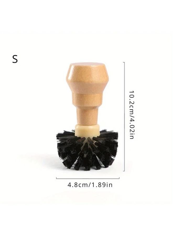 Small Barista Espresso Coffee Tamper Cleaning Brush With Wooden Handle - Image 4