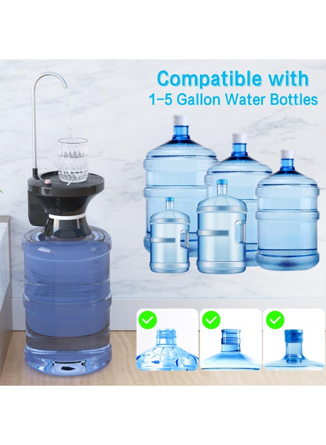 QIQU Black Drinking Water Dispenser Pump, Automatic Electric Drinking Water Bottle Pump for 1-5 Gallon Water Jugs, USB Rechargeable with The Switch Control, Portable for Home, Kitchen, Office, Camping  - Image 4