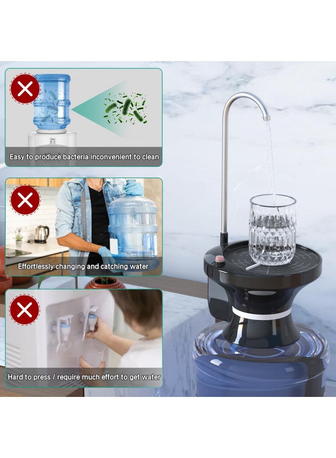 QIQU Black Drinking Water Dispenser Pump, Automatic Electric Drinking Water Bottle Pump for 1-5 Gallon Water Jugs, USB Rechargeable with The Switch Control, Portable for Home, Kitchen, Office, Camping  - Image 3