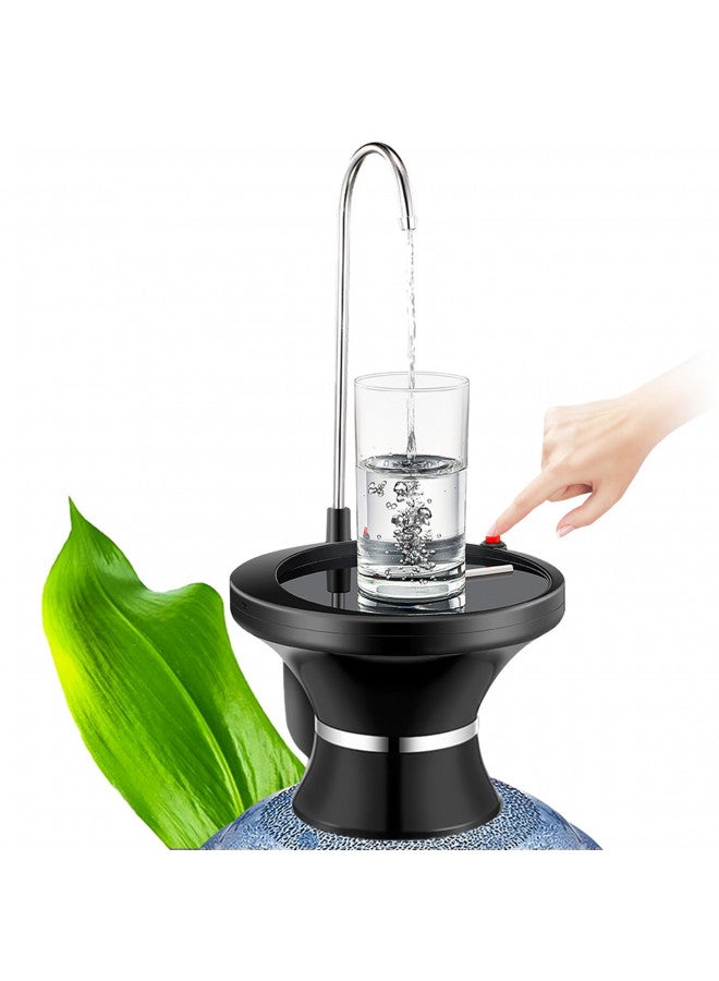 QIQU Black Drinking Water Dispenser Pump, Automatic Electric Drinking Water Bottle Pump for 1-5 Gallon Water Jugs, USB Rechargeable with The Switch Control, Portable for Home, Kitchen, Office, Camping  - Image 1
