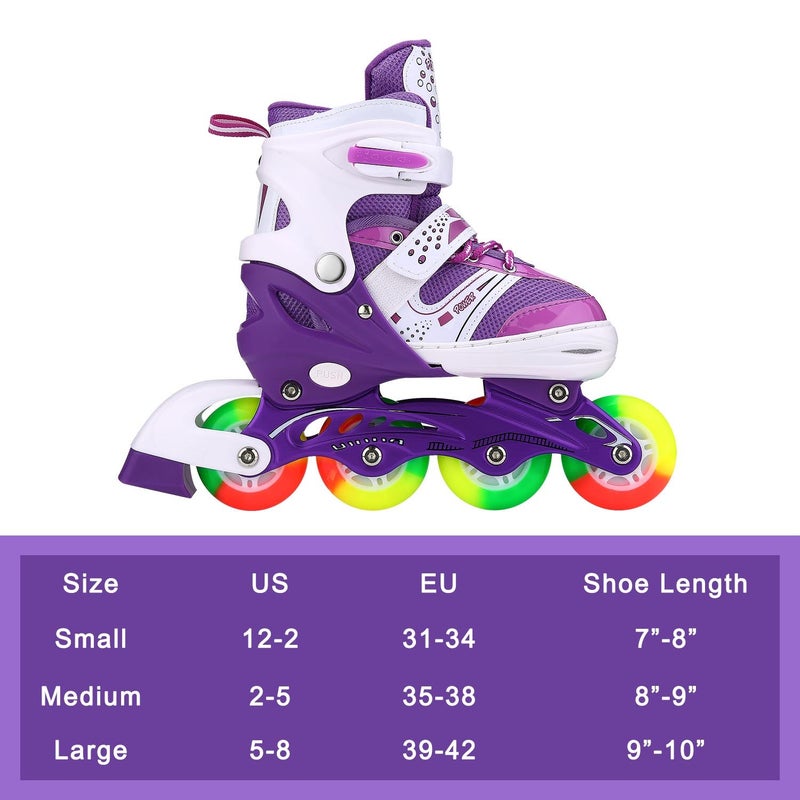 JIFAR Kids Adjustable Flashing Inline Skates for Boys Girls and Adults with Full Light Up Wheels, Outdoor Roller Skates for Kids Beginner Ages 6-8-12-14, Men and Women - Image 3