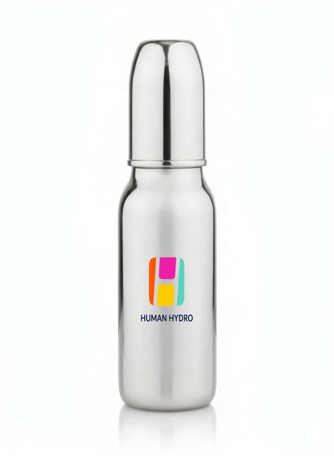 Human Hydro 150ml Stainless Steel Baby Feeding Bottle | Anti-Colic, BPA-Free, Leak-Proof | Food Grade 304 Steel | Wide Neck Milk Bottle for Newborns & Infants | Made in India - Image 1