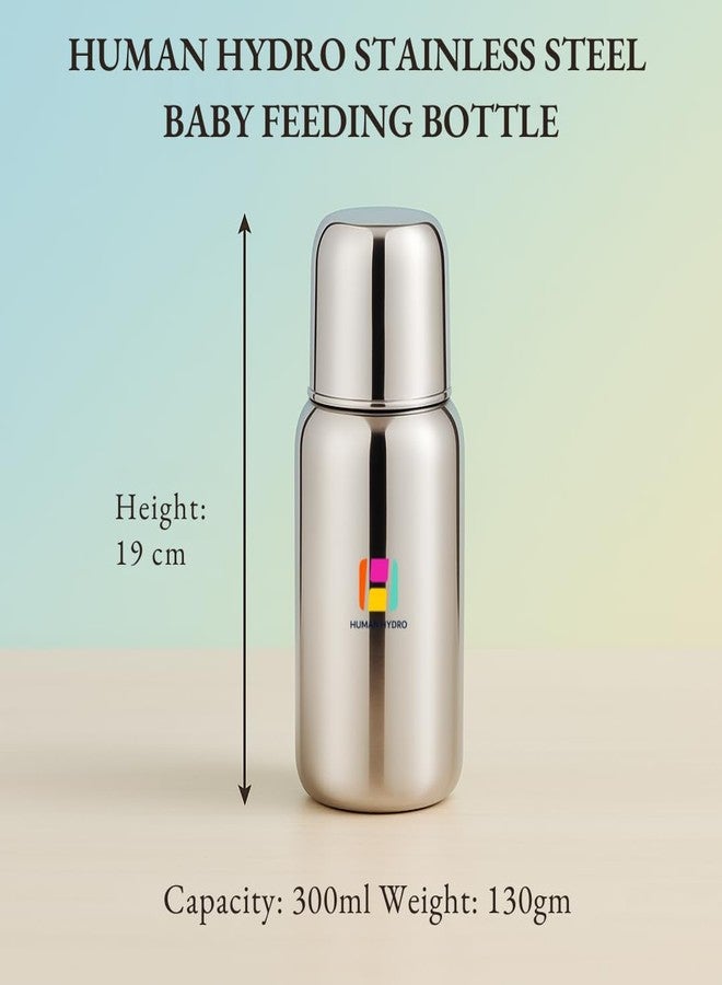 Human Hydro 150ml Stainless Steel Baby Feeding Bottle | Anti-Colic, BPA-Free, Leak-Proof | Food Grade 304 Steel | Wide Neck Milk Bottle for Newborns & Infants | Made in India - Image 2