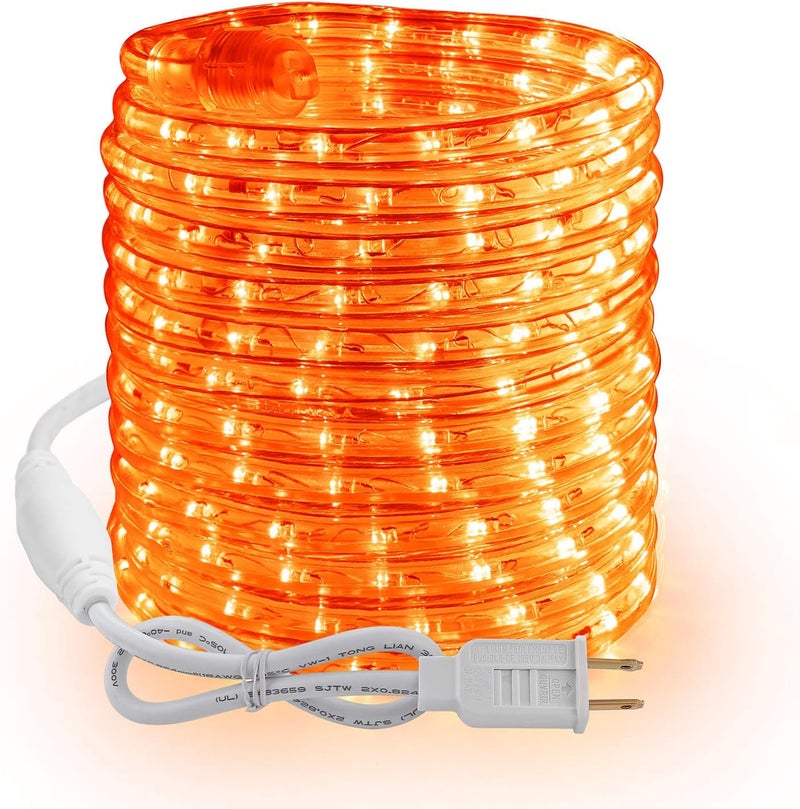 BRIZLER Orange Rope Lights, 18ft 216 LED Orange Lights, 120V Plugin Tube Light Connectable, Indoor Outdoor Halloween Rope Lighting Waterproof Halloween Holiday Light for Tree Patio Xmas Camping Decor - Image 1