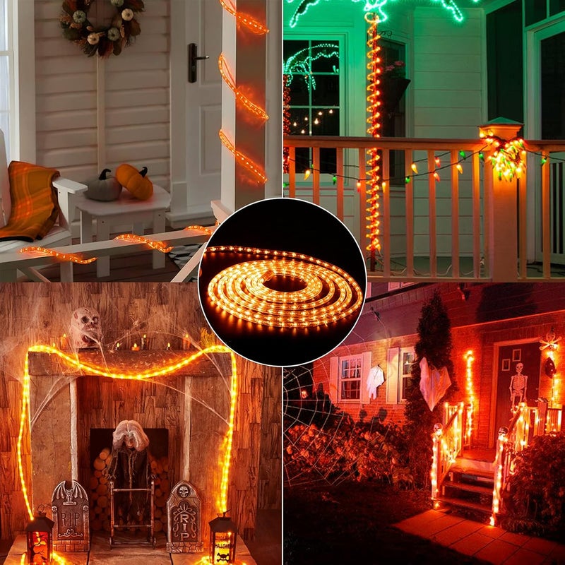 BRIZLER Orange Rope Lights, 18ft 216 LED Orange Lights, 120V Plugin Tube Light Connectable, Indoor Outdoor Halloween Rope Lighting Waterproof Halloween Holiday Light for Tree Patio Xmas Camping Decor - Image 2