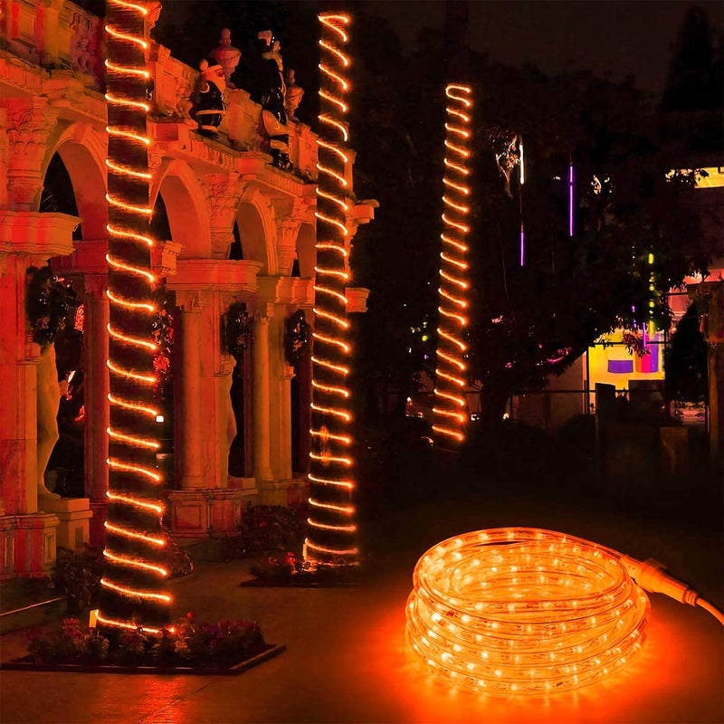 BRIZLER Orange Rope Lights, 18ft 216 LED Orange Lights, 120V Plugin Tube Light Connectable, Indoor Outdoor Halloween Rope Lighting Waterproof Halloween Holiday Light for Tree Patio Xmas Camping Decor - Image 4
