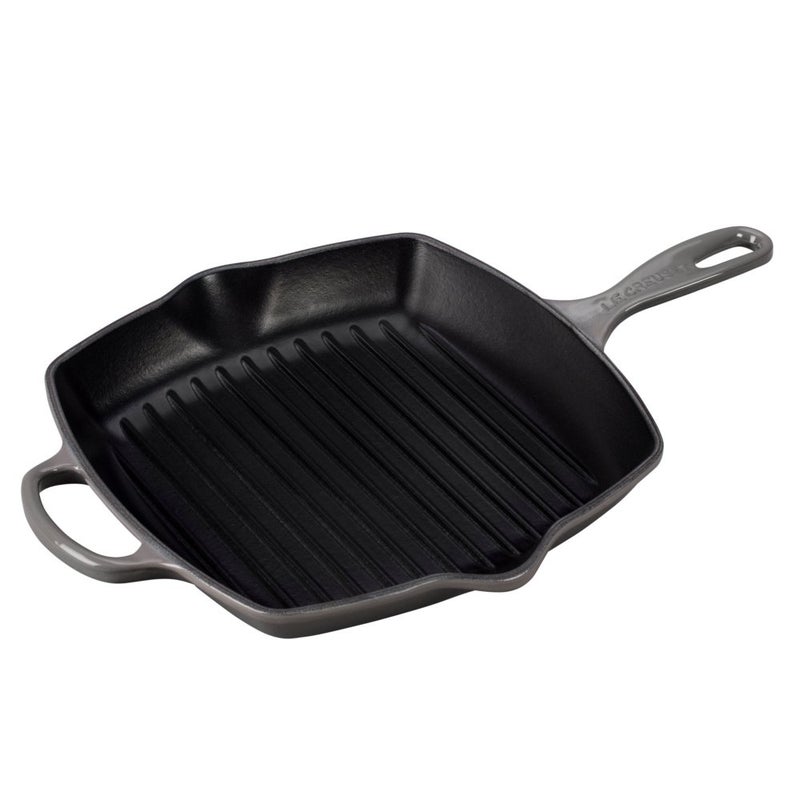 Le Creuset Le Creuset Enameled Cast Iron Signature Square Skillet Grill 1025 Oyster 