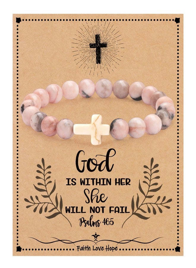 Btysun Christian Gifts for Women, Easter Basket Stuffers for Teens Cross Bracelet Religious Gift Beaded Bracelet Inspirational Catholic Baptism Jewelry - Image 1