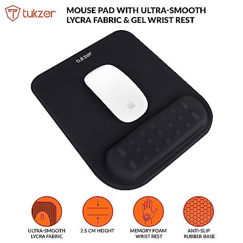 Tukzer Gel Mouse Pad Wrist Rest Memory-Foam Ergonomic Mousepad| Cushion Wrist Support & Pain Relief| Suitable for Gaming, Computer, Laptop, Home & Office Non-Slip Rubber Base (Black Quartz) - Image 2
