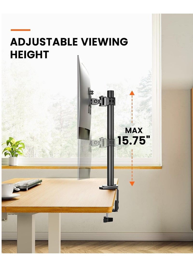 ELTRAZONE Monitor Mount for 13-32" Screens, Adjustable Height & Angle, Supports Up to 17.6lbs, Improved LCD/LED Monitor Riser, Single Desk Mount Stand, Black – Ergonomic & Space-Saving Design (Model: EGCM12) - Image 1
