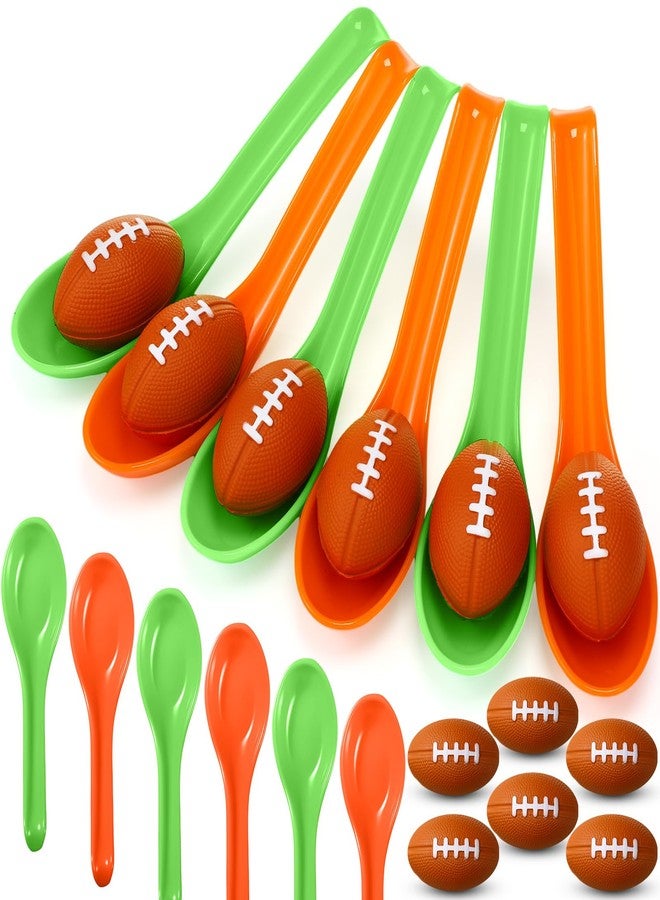 PullCrease 12 Pack Football Theme Party Game Spoon Relay Race Toy Set for Adults Boys Girls Mini Football Foam Ball and Spoon Race Game for Sports Indoor Outdoor School Class Birthday Party - Image 1