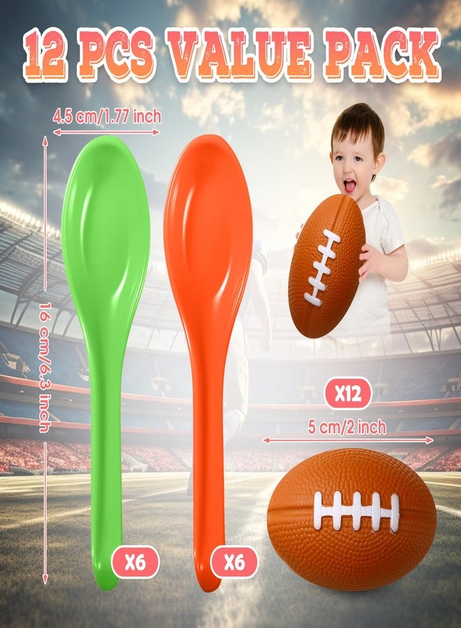 PullCrease 12 Pack Football Theme Party Game Spoon Relay Race Toy Set for Adults Boys Girls Mini Football Foam Ball and Spoon Race Game for Sports Indoor Outdoor School Class Birthday Party - Image 2