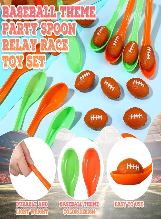 PullCrease 12 Pack Football Theme Party Game Spoon Relay Race Toy Set for Adults Boys Girls Mini Football Foam Ball and Spoon Race Game for Sports Indoor Outdoor School Class Birthday Party - Image 3