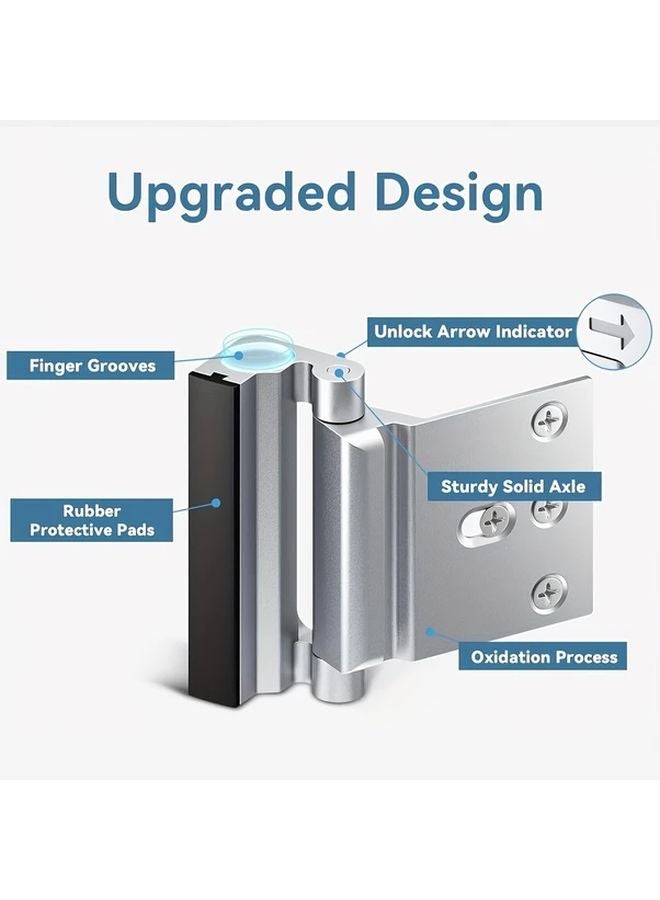 3pcs Heavy Duty Door Locks 800 Lbs Silvery Aluminum Alloy Anti Theft Impact Protection - Image 3