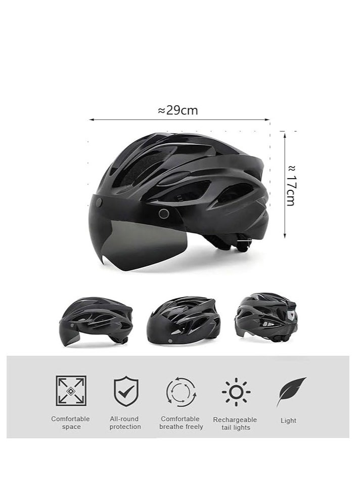 DUNISO Adult bicycle helmet, adjustable mountain riding safety helmet with detachable magnetic goggles, suitable for both men and women，black  - Image 3