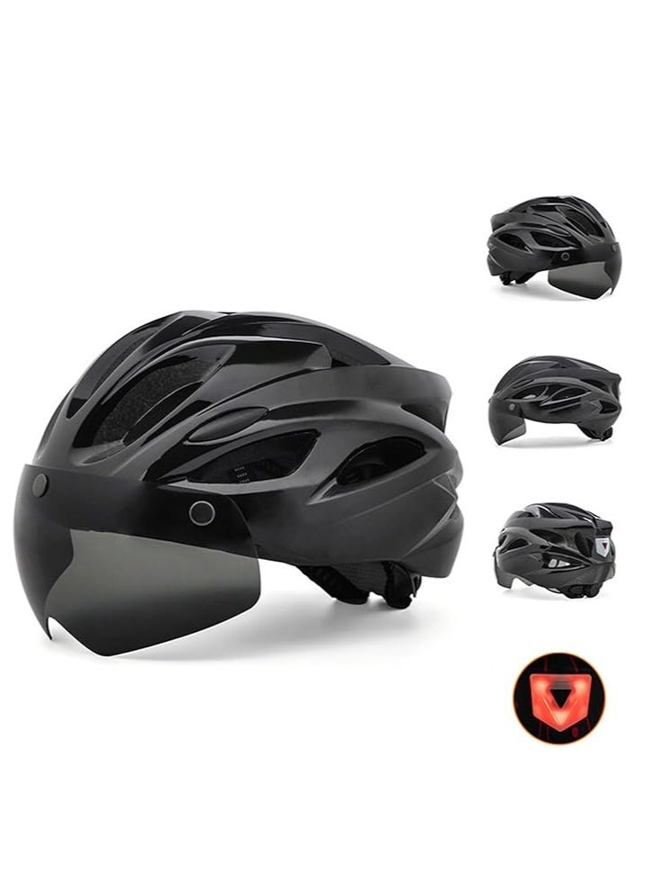 DUNISO Adult bicycle helmet, adjustable mountain riding safety helmet with detachable magnetic goggles, suitable for both men and women，black  - Image 2