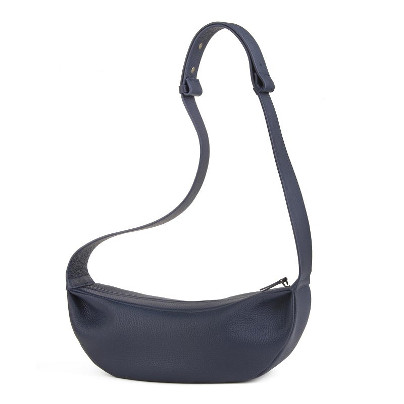 DONNAIN Genuine Leather Sling Bags Crossbody Women, Minimalist Style Casual Chest Bags with Wide Strap (Navy) - Image 1