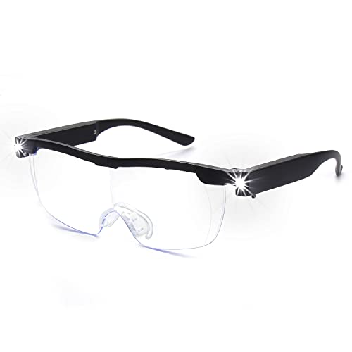OKH 200% Magnifying Glasses with Light, Rechargeable LED Lighted Magnification Eyeglasses, Anti Blue Light, Bright Sight Hands Free Magnifier for Close Work, Craft, Jewellers, Reading, Hobby - Image 1