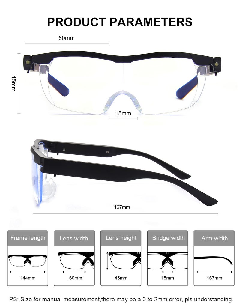 OKH 200% Magnifying Glasses with Light, Rechargeable LED Lighted Magnification Eyeglasses, Anti Blue Light, Bright Sight Hands Free Magnifier for Close Work, Craft, Jewellers, Reading, Hobby - Image 4