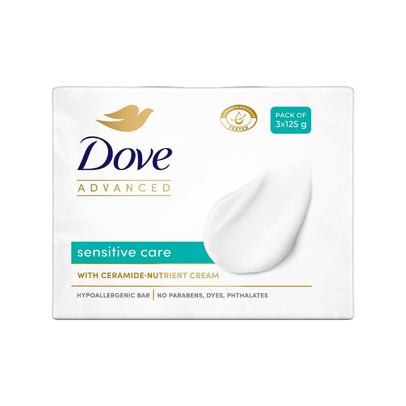 Dove Advanced Sensitive Care Bar  125g x 3 - Image 1