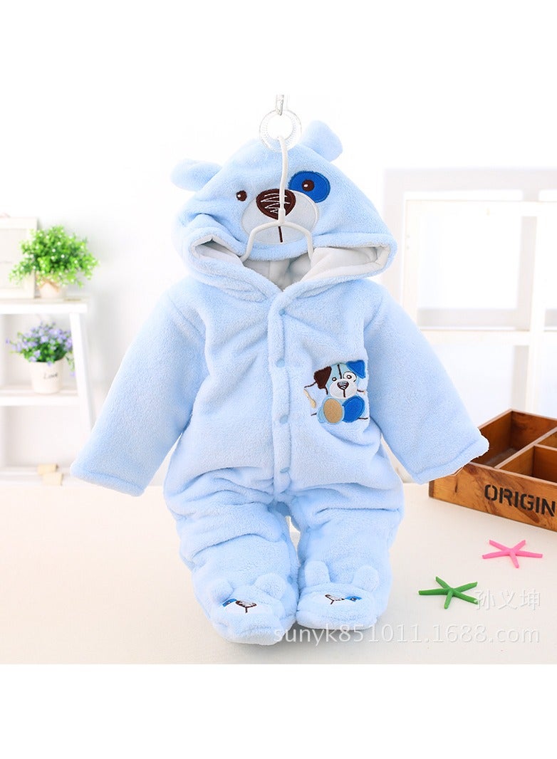 Loquat Infant Autumn And Winter Hooded And Thickened Jumpsuit 