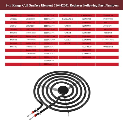 prime&swift 316442301 Electric Range Burner fit for Frigidaire,8'' Coil Surface Element MP26YA fit for Kenmore,8" 2600w 240v 5 Turn FEP310BW REG46NW 318372214 316048600 222T025 AP4356467 EAP2339242 By prime&swift - Image 4